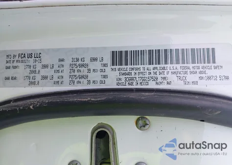 2016 Ram 1500 Big Horn z USA, uszkodzony, nr VIN 3C6RR7LT7GG157520